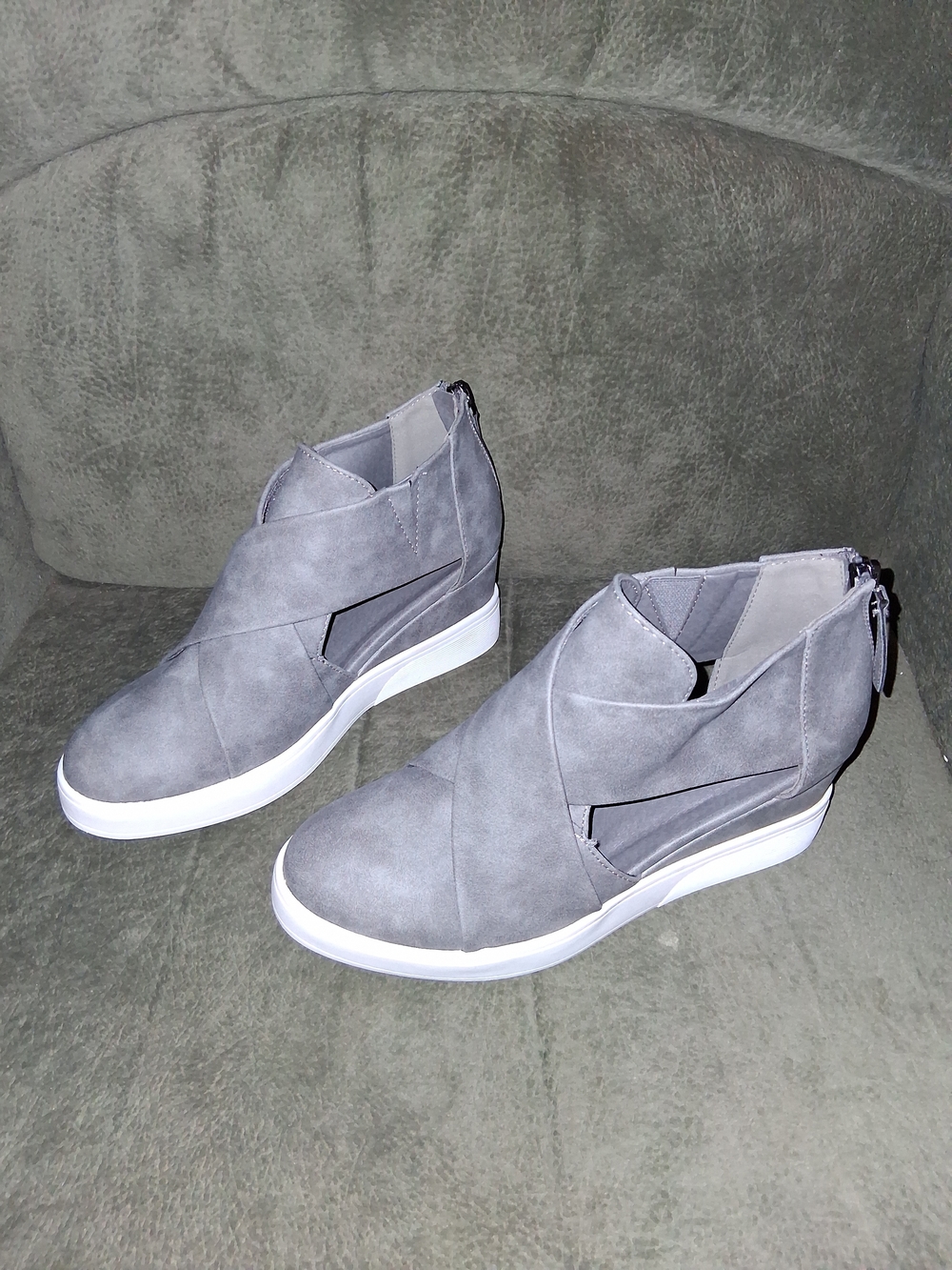 Journee Collection Grey Wedge Sneaker Boots